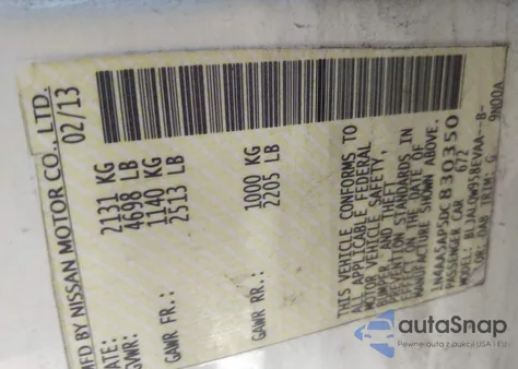 2013 Nissan Maxima 3.5 S z USA, uszkodzony, nr VIN 1N4AA5AP5DC830350